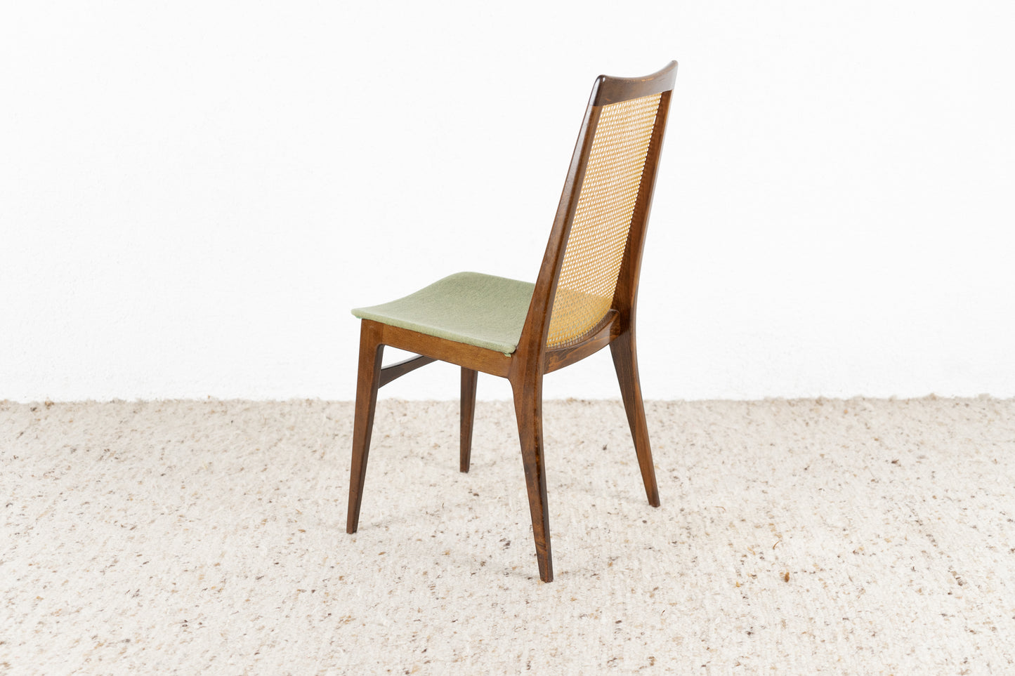 2er Set Vintage Stühle Mid Century Holz Geflecht Grün Esszimmer Küche