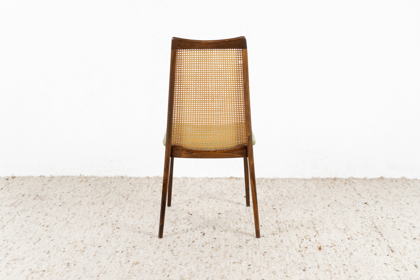 2er Set Vintage Stühle Mid Century Holz Geflecht Grün Esszimmer Küche