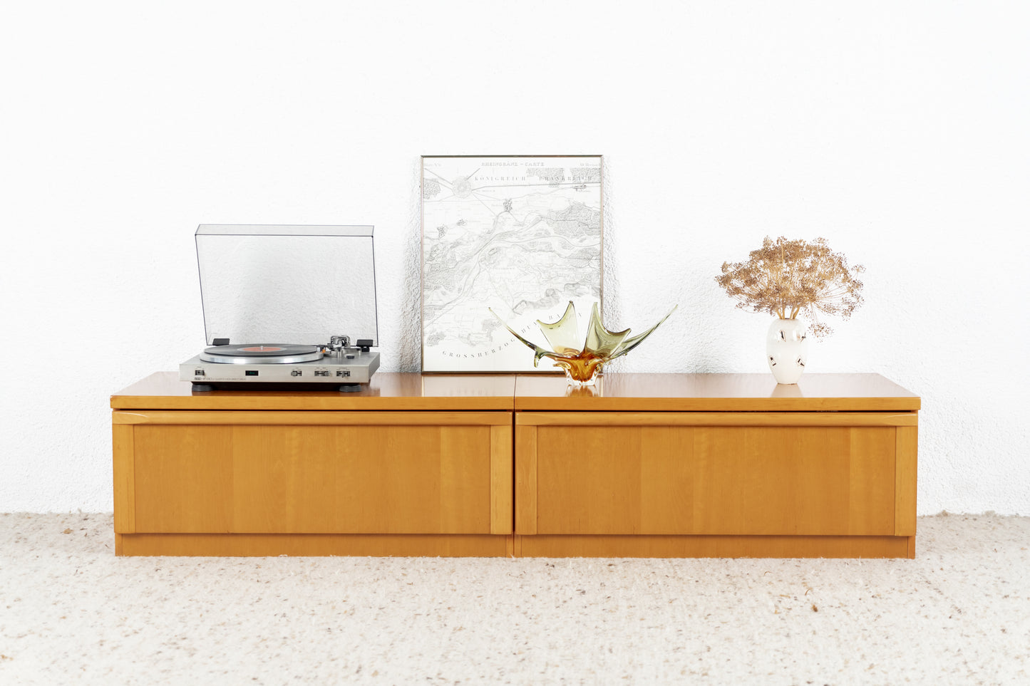 Vintage Sideboard Tv Lowboard Schubladen Kommode Holz Zweiteilig