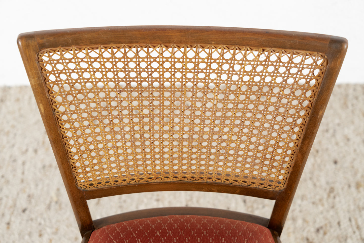 Vintage Stuhl Massivholz Wiener Geflecht Rot Muster Küche Esstisch