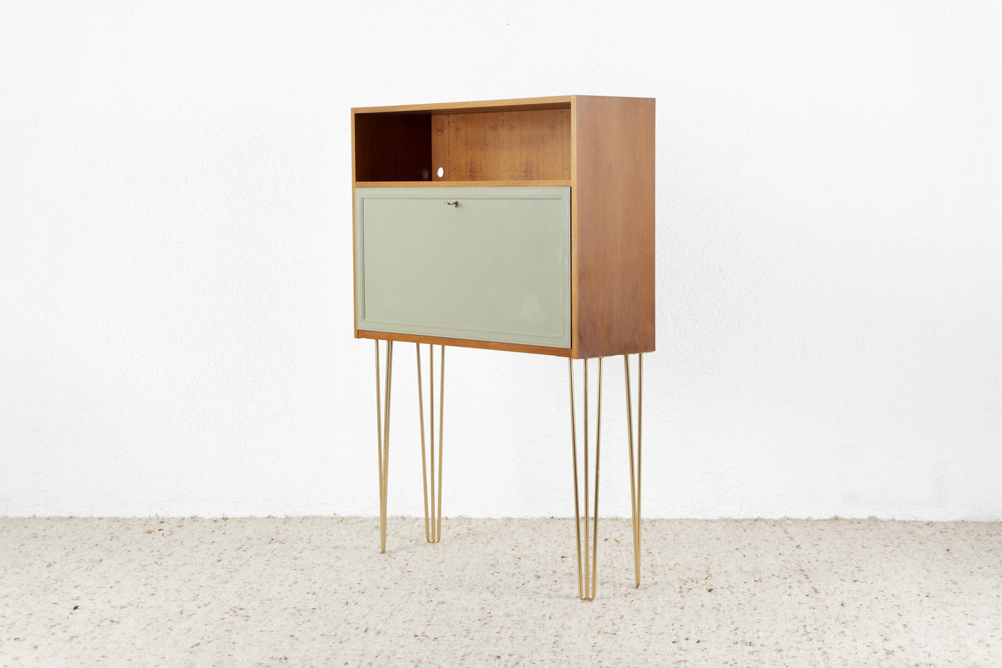Vintage Sekretär Minibar Kommode Schrank Mid Century Holz Nuss