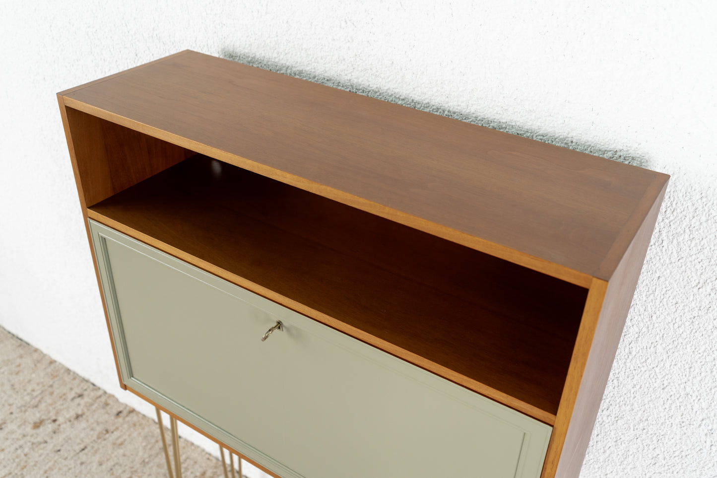 Vintage Sekretär Minibar Kommode Schrank Mid Century Holz Nuss