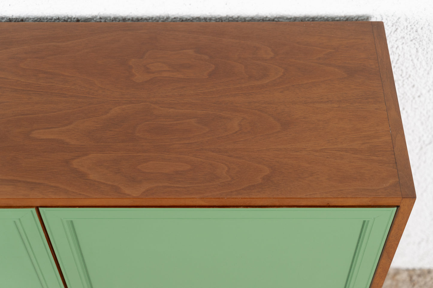 Vintage Kommode Sideboard Schrank Holz Nuss Mid Century Grün