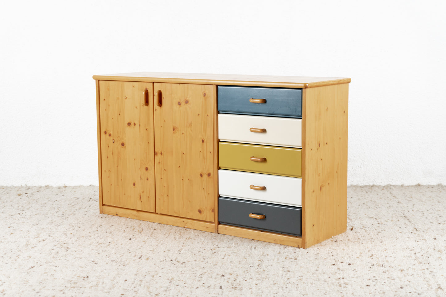 Vintage Kommode Sideboard Schubladen Massivholz Kiefer Bunt