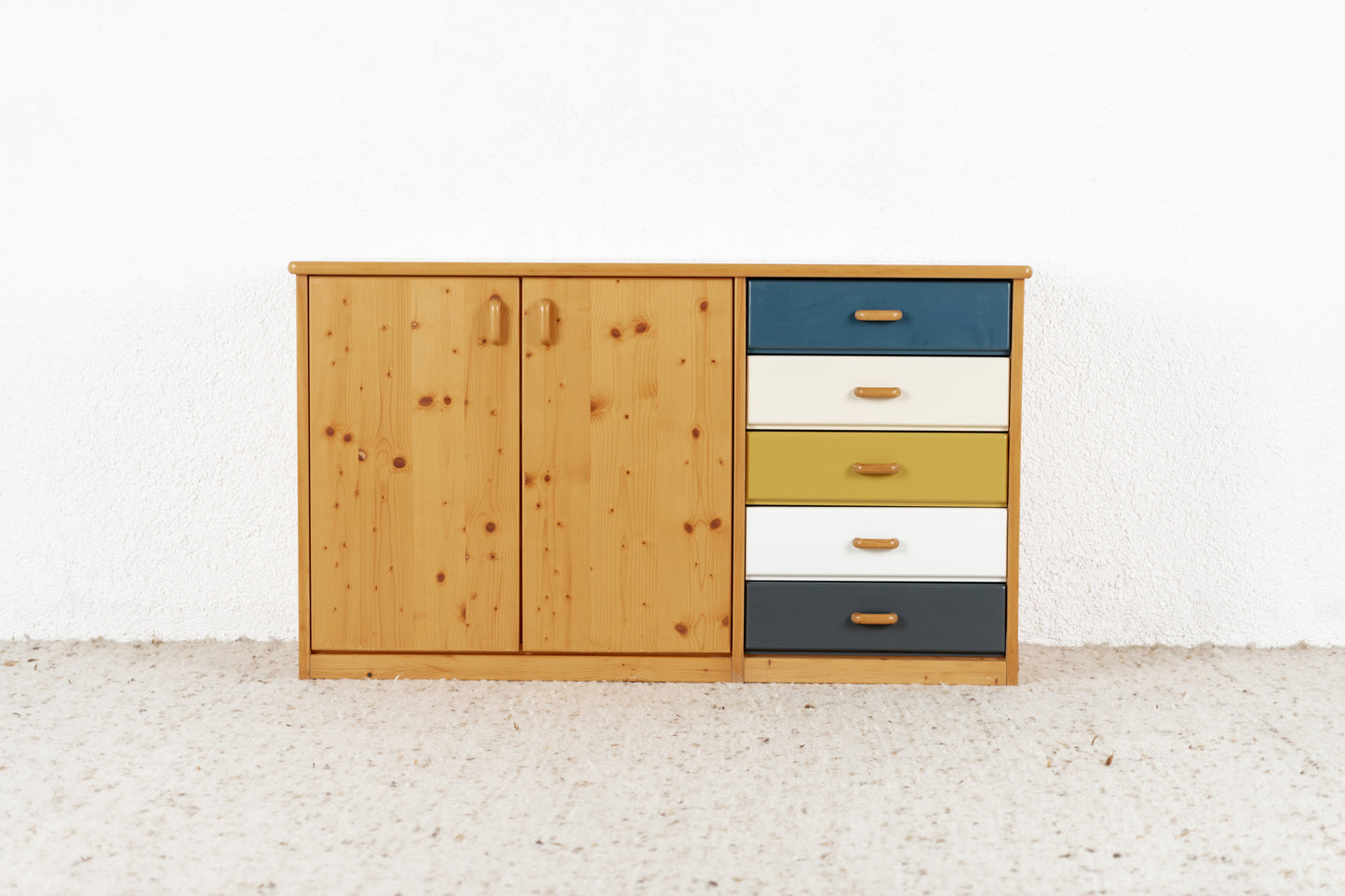 Vintage Kommode Sideboard Schubladen Massivholz Kiefer Bunt
