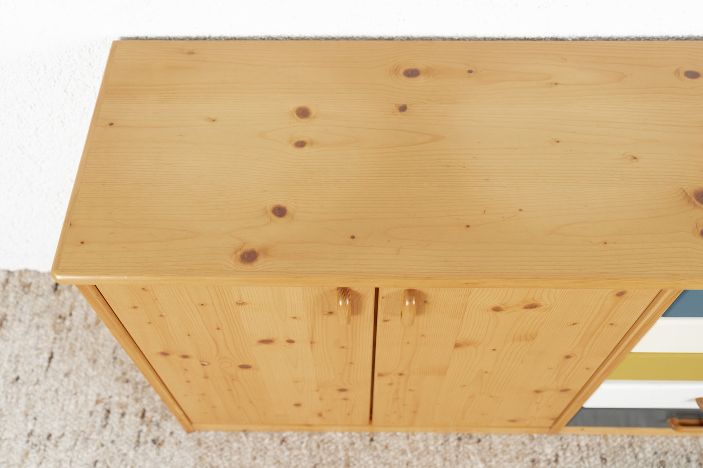 Vintage Kommode Sideboard Schubladen Massivholz Kiefer Bunt