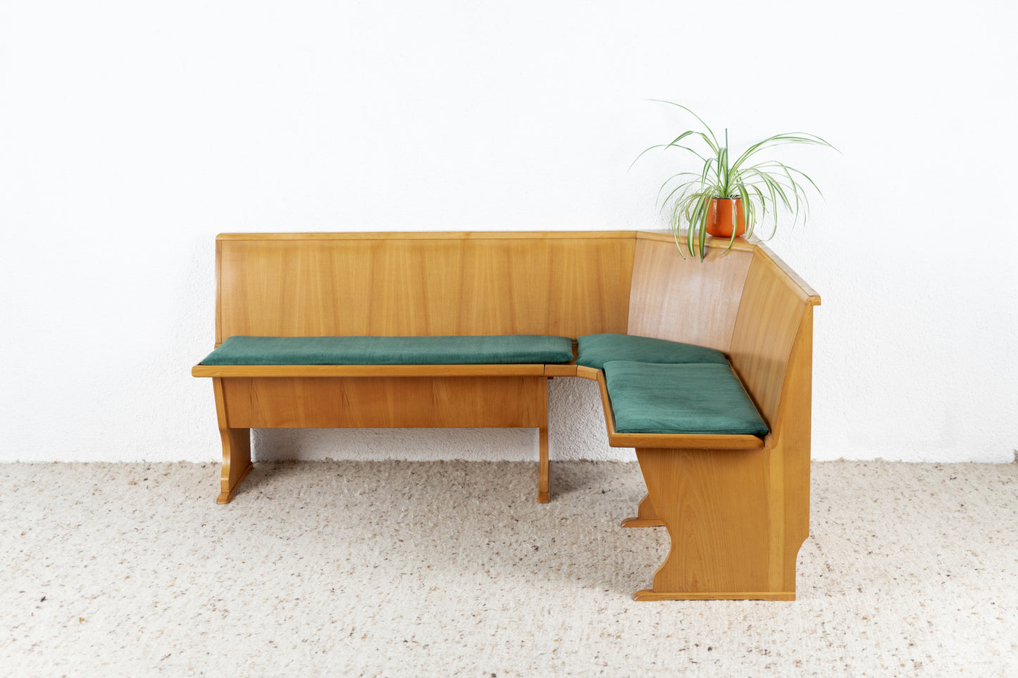 Vintage Eckbank Küchenbank Holz Stauraum Polster Grün Crod
