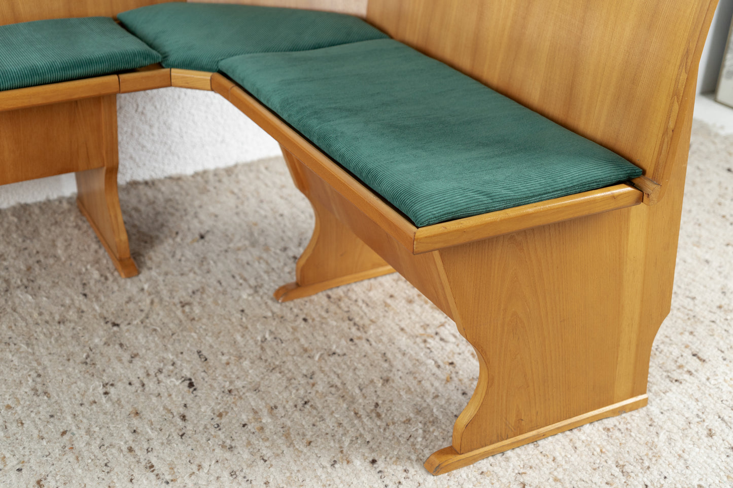 Vintage Eckbank Küchenbank Holz Stauraum Polster Grün Crod