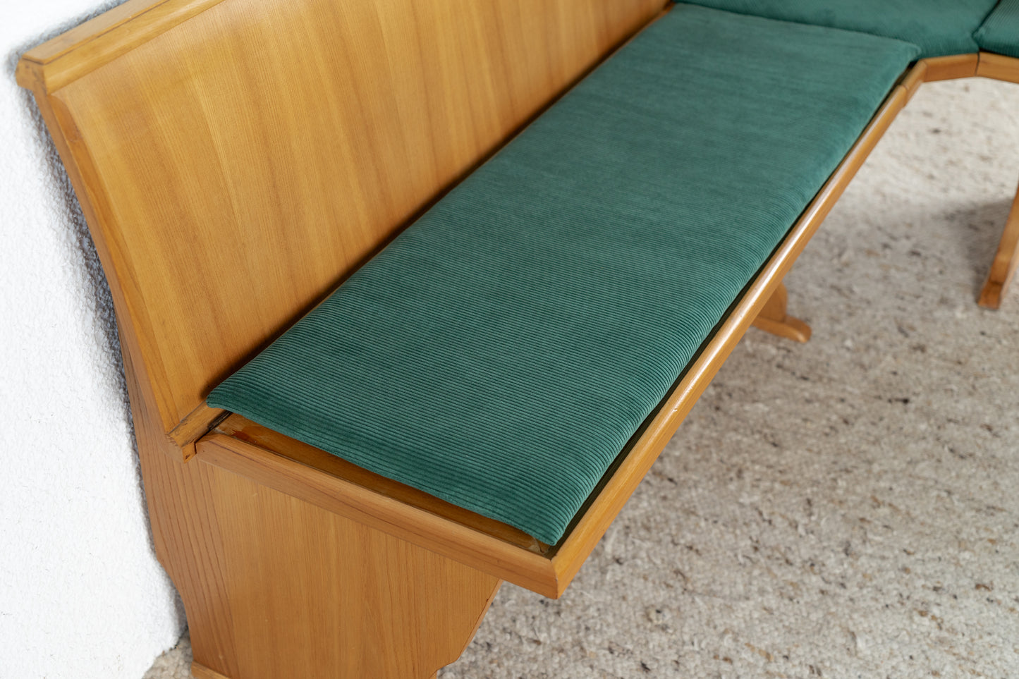Vintage Eckbank Küchenbank Holz Stauraum Polster Grün Crod