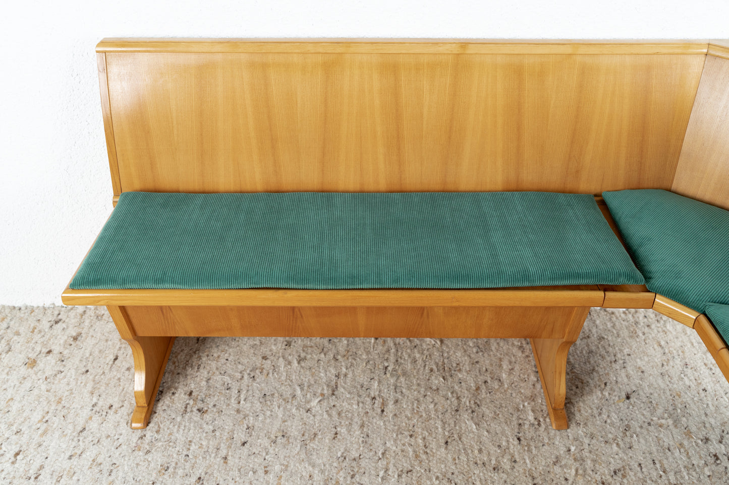 Vintage Eckbank Küchenbank Holz Stauraum Polster Grün Crod