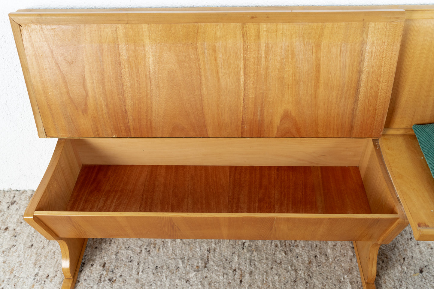 Vintage Eckbank Küchenbank Holz Stauraum Polster Grün Crod