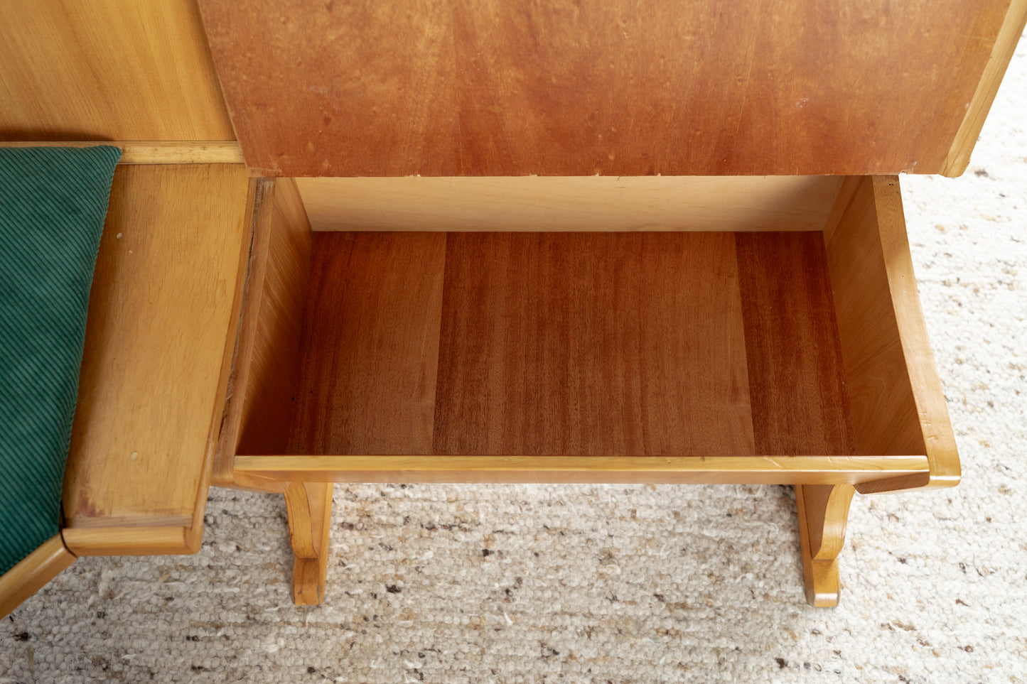 Vintage Eckbank Küchenbank Holz Stauraum Polster Grün Crod