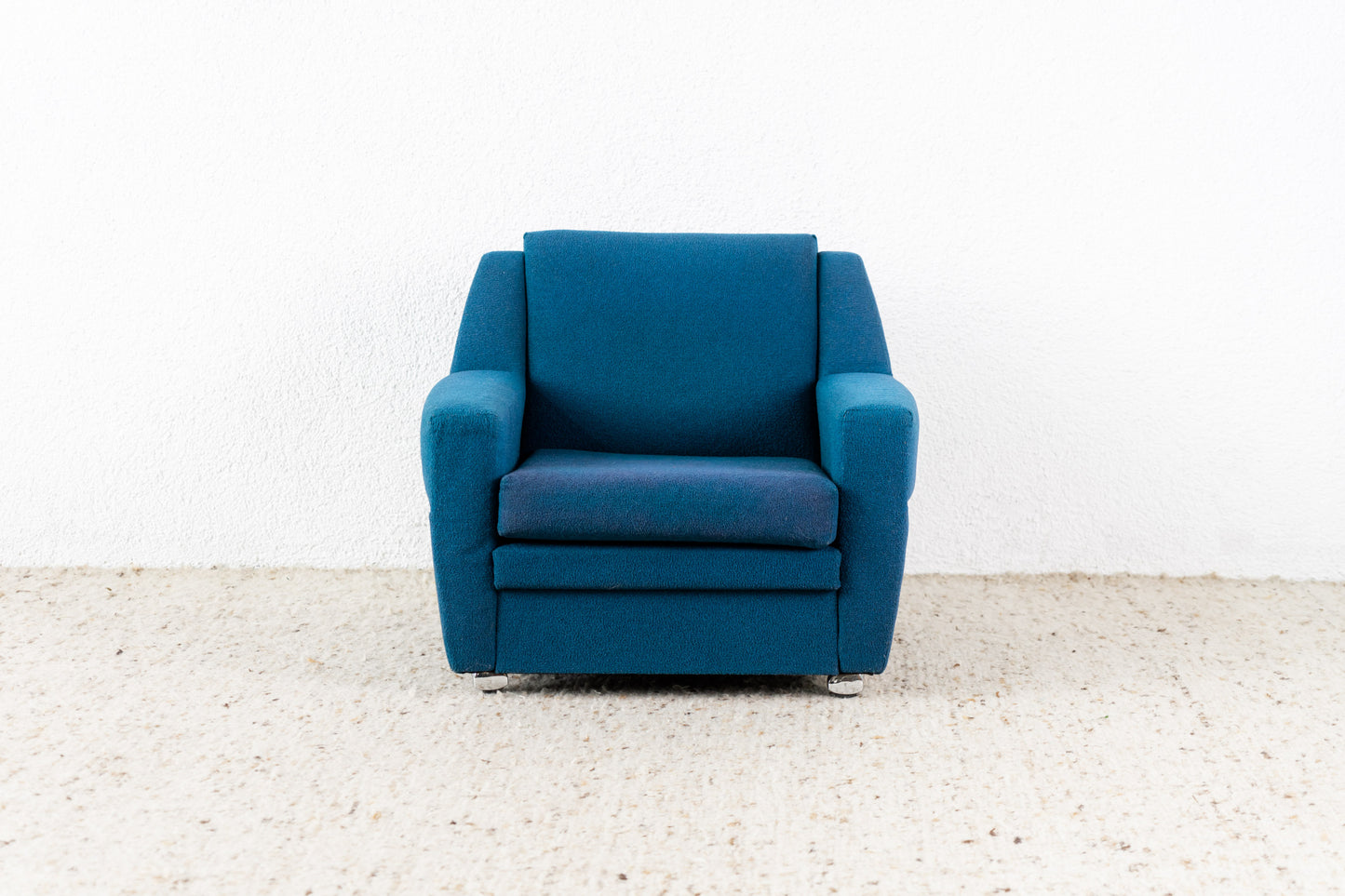 Mid Century Sessel blau Rollen vintage 60s Sofa