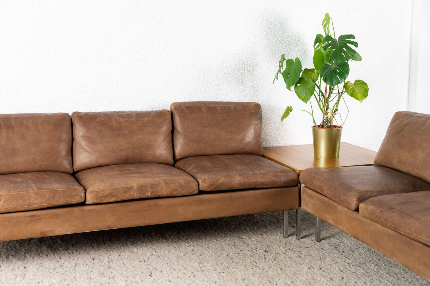 Mid Century Ledersofa Braun
