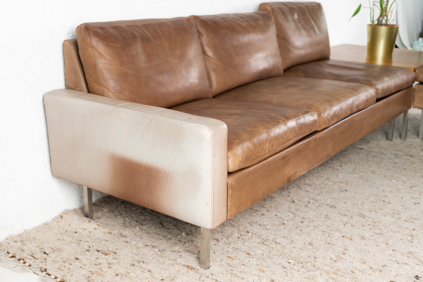 Mid Century Ledersofa Braun