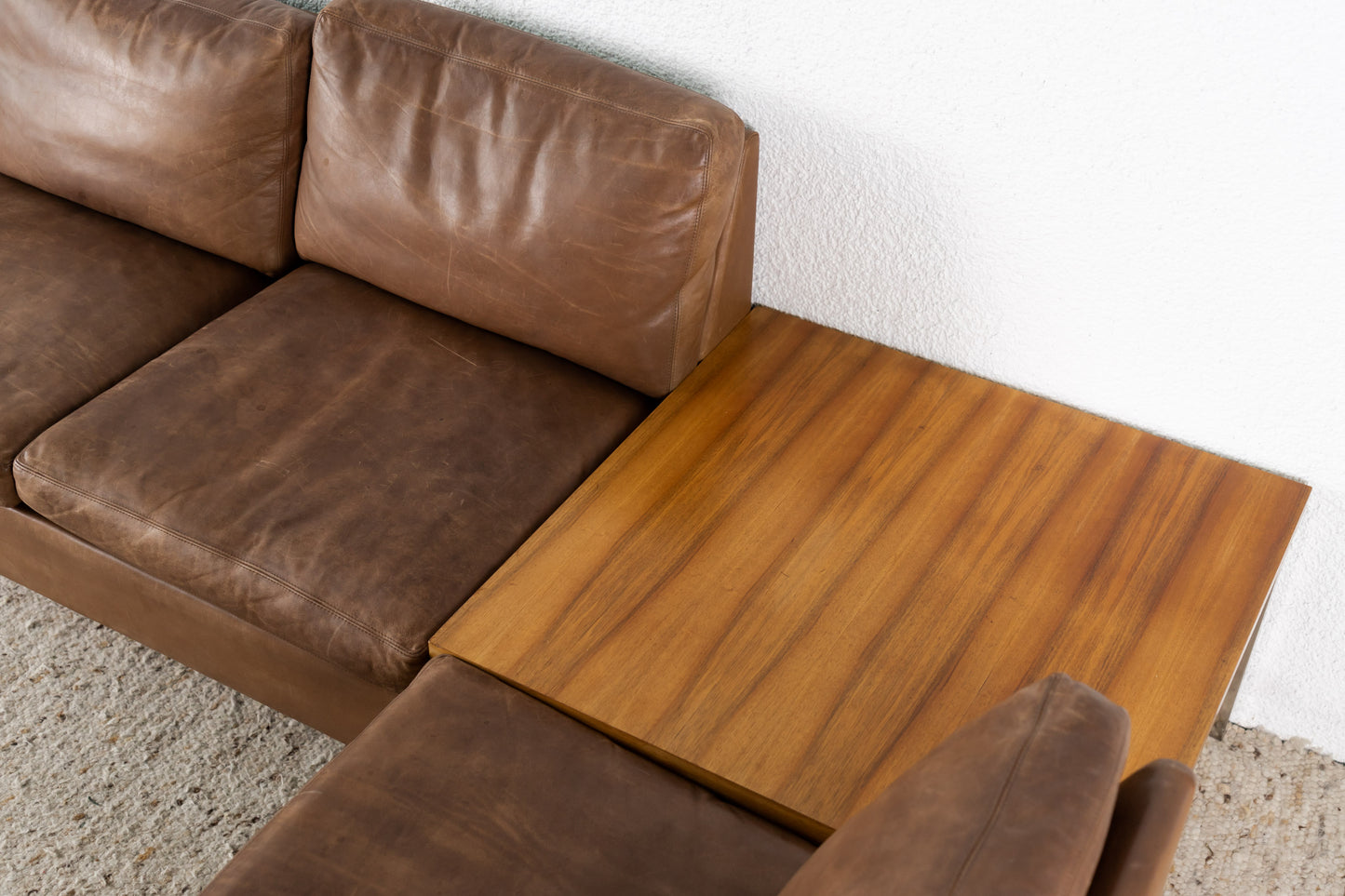 Mid Century Ledersofa Braun