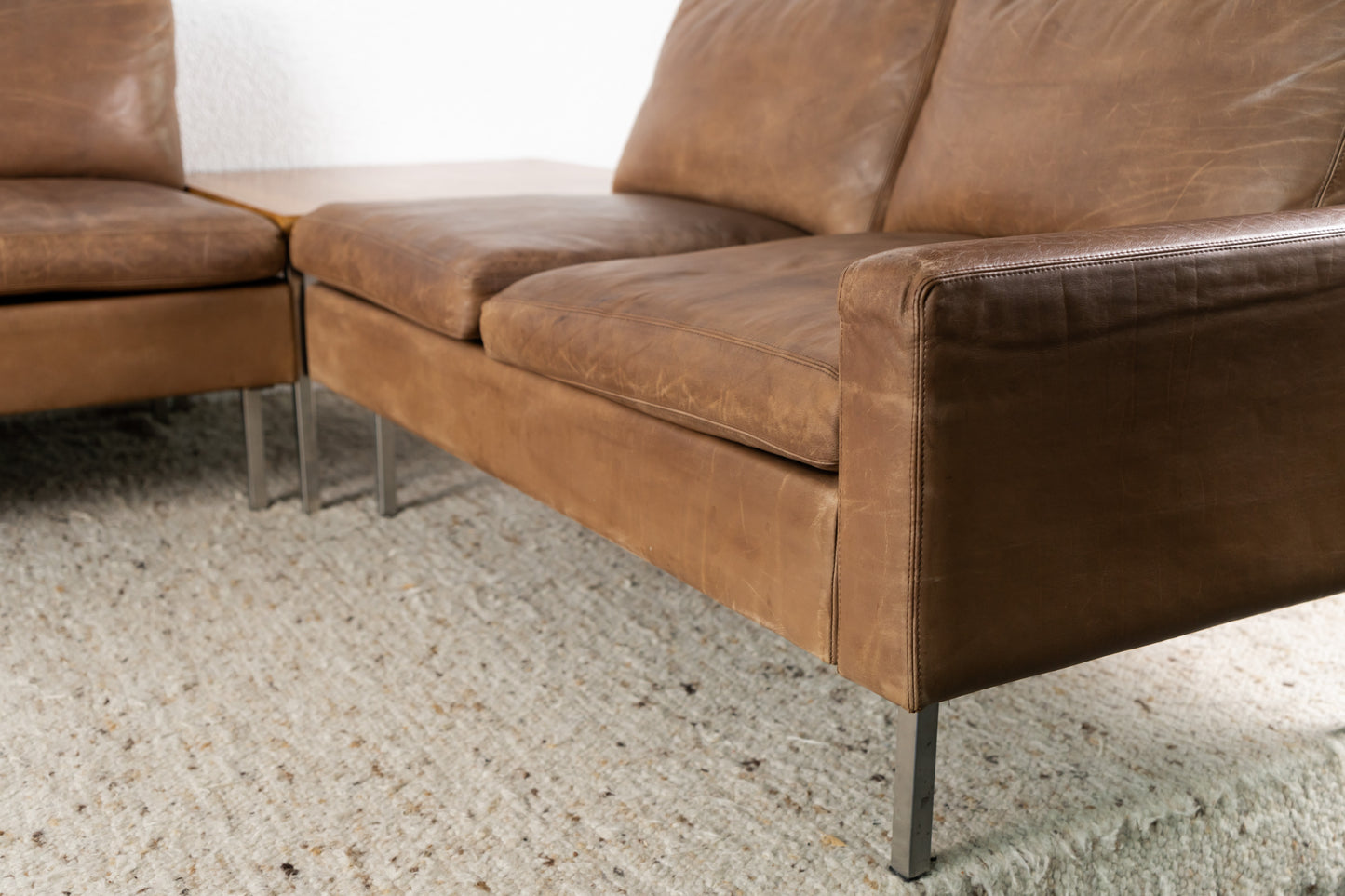 Mid Century Ledersofa Braun