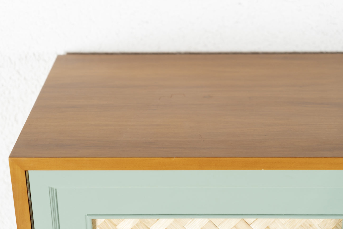 Vintage Kommode Schrank Mid Century Holz Nuss Geflecht Kleider