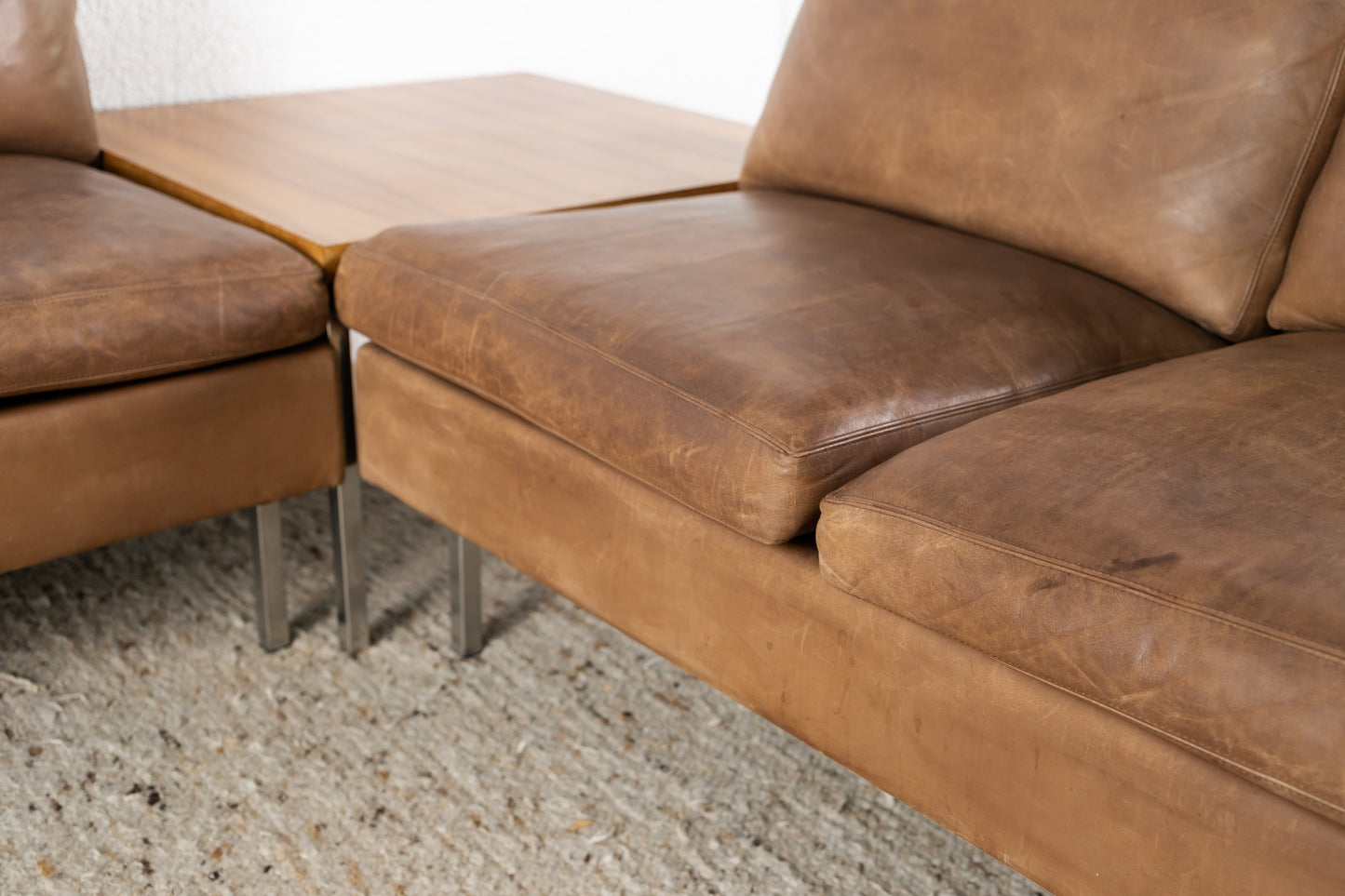 Mid Century Ledersofa Braun