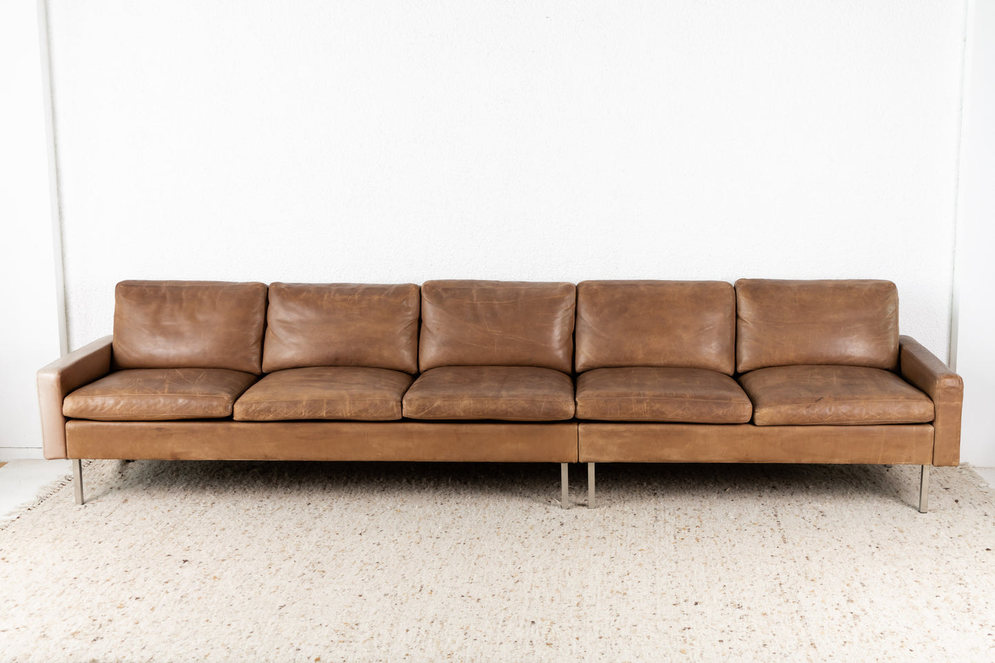 Mid Century Ledersofa Braun