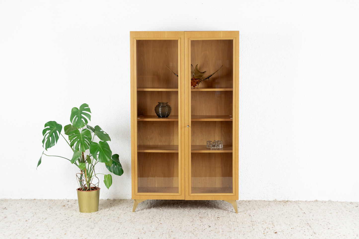 Vintage Vitrine Schrank Holz Eiche Wohnzimmer Küche