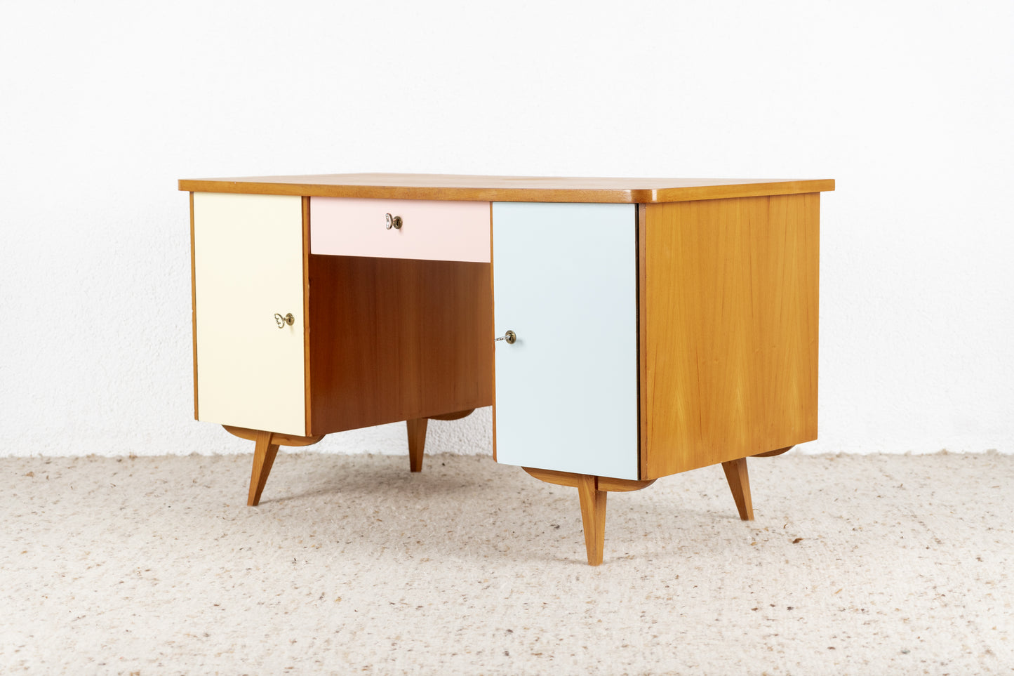 Vintage Schreibtisch Tisch Stauraum Holz Schubladen