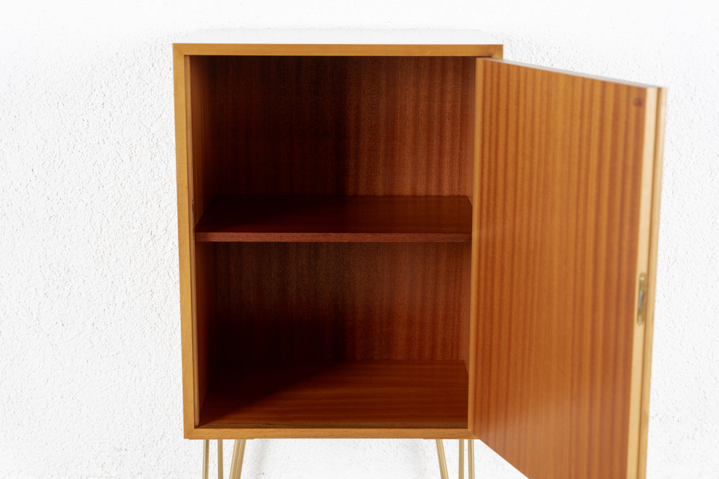 Vintage Kommode Schränkchen Ablage Flur Mid Century Holz Nuss GERO