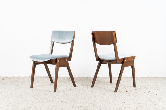 2er Set Vintage Stühle Stapelstühle Holz Polster Samt Küche Esstisch