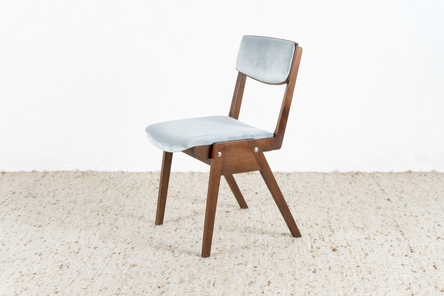 2er Set Vintage Stühle Stapelstühle Holz Polster Samt Küche Esstisch