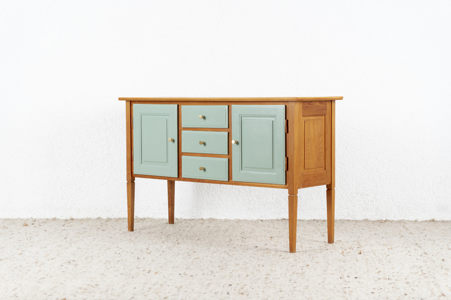 Vintage Sideboard Kommode Schubladen Massivholz Salbei