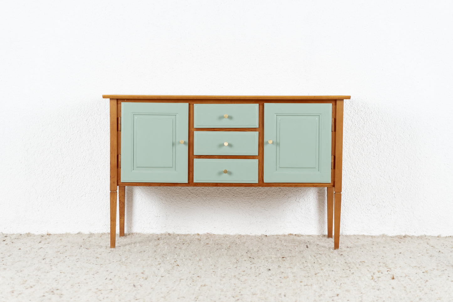 Vintage Sideboard Kommode Schubladen Massivholz Salbei