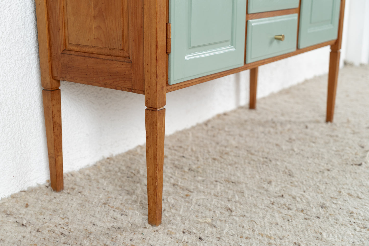Vintage Sideboard Kommode Schubladen Massivholz Salbei
