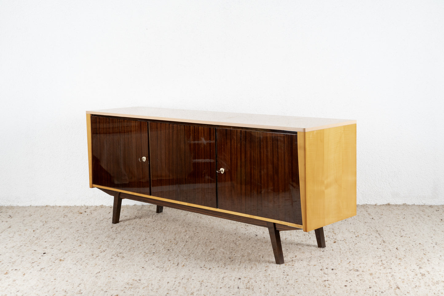 Vintage Sideboard Kommode Holz Hochglanz DDR Mid Century