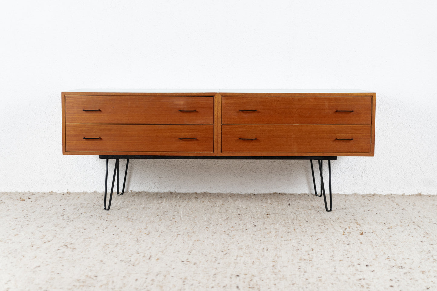 Vintage Teak Sideboard Schubladenkommode Mid Century Holz Salbei Tv Lowboard