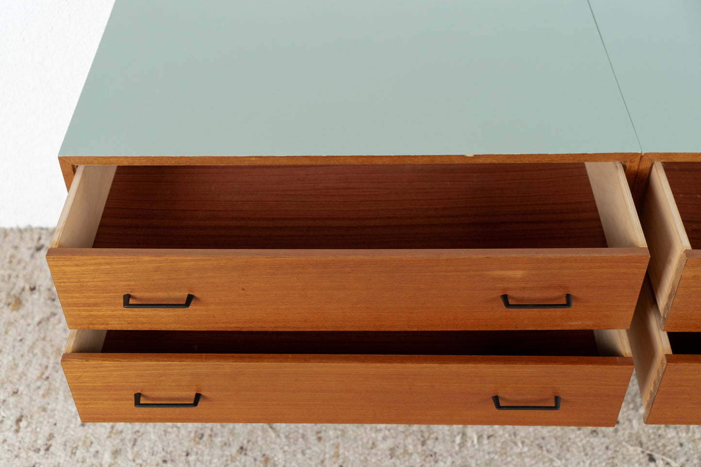 Vintage Teak Sideboard Schubladenkommode Mid Century Holz Salbei Tv Lowboard