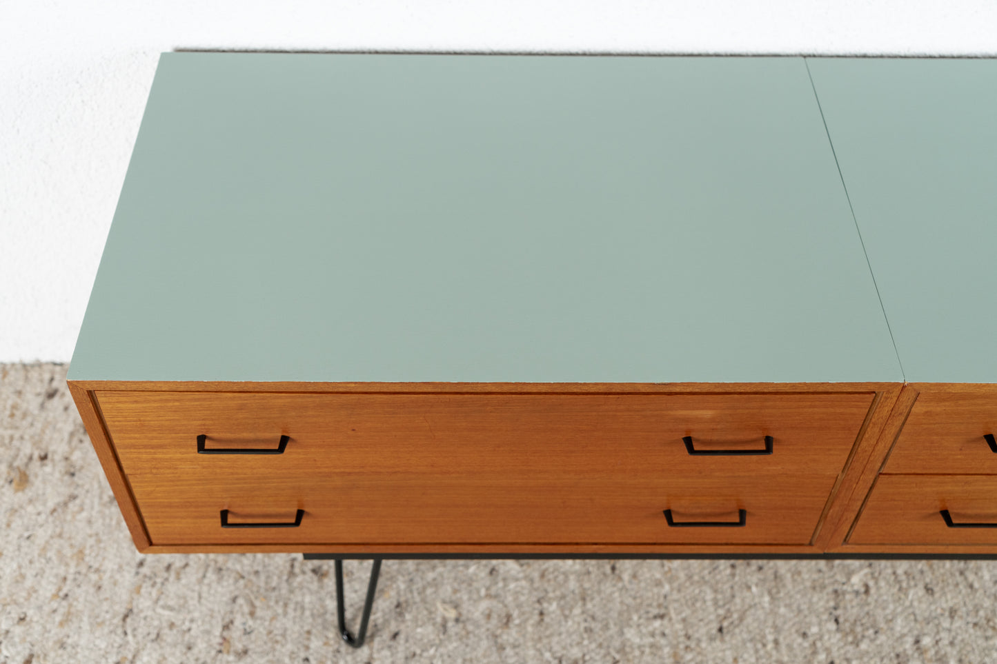 Vintage Teak Sideboard Schubladenkommode Mid Century Holz Salbei Tv Lowboard