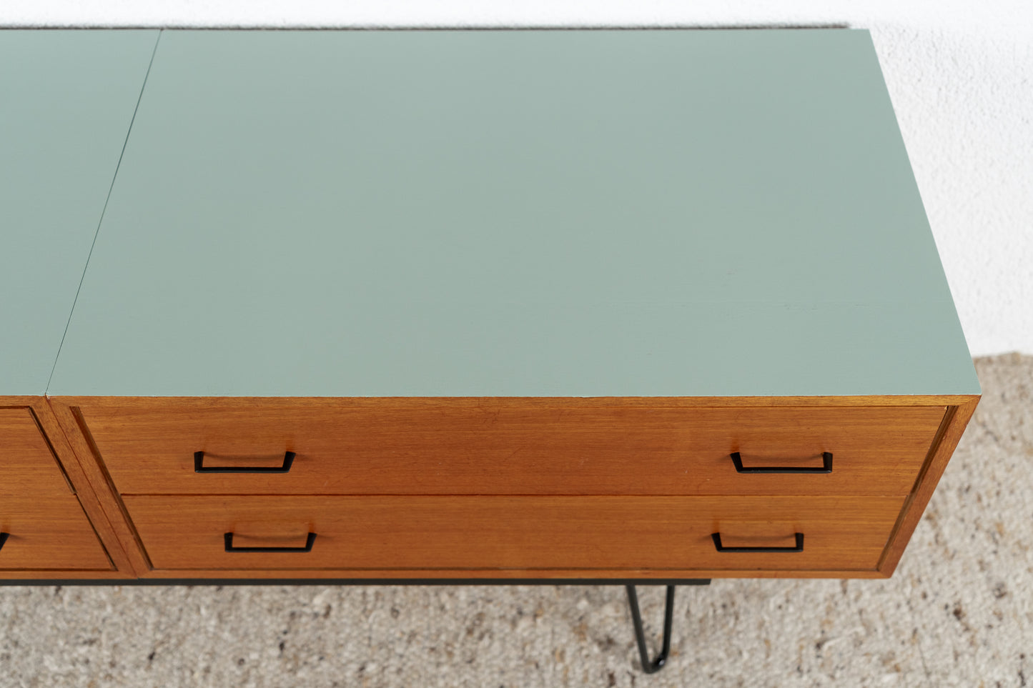 Vintage Teak Sideboard Schubladenkommode Mid Century Holz Salbei Tv Lowboard