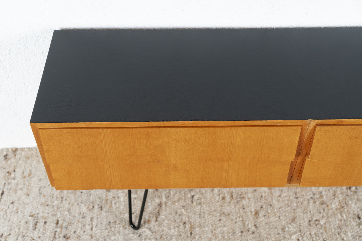 Vintage Sideboard Schubladenkommode Holz Schwarz Tv 60er Mid Century Lowboard