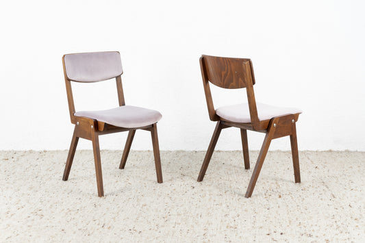 2er Set Vintage Stühle Massivholz Polste Samt Esstischstühle