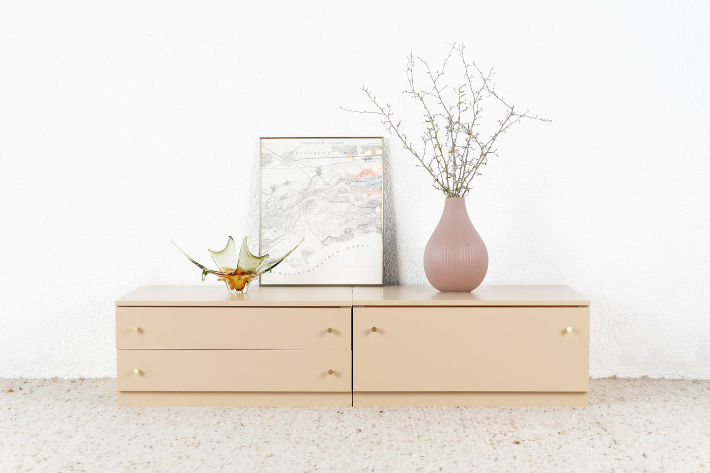 Vintage Sideboard Lowboard Kommode TV Board Creme Schubladen