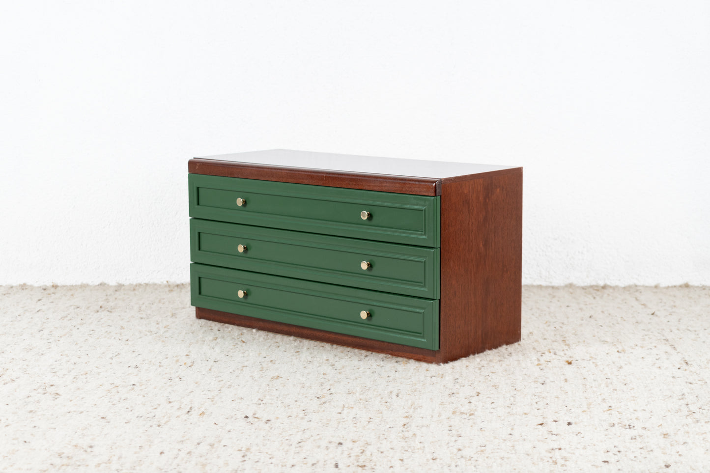 Vintage Kommode Sideboard Schubladen Holz Grün Mahagoni