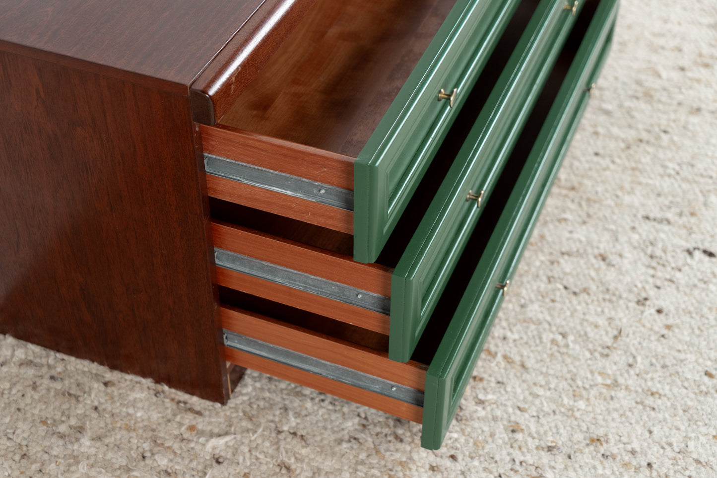 Vintage Kommode Sideboard Schubladen Holz Grün Mahagoni