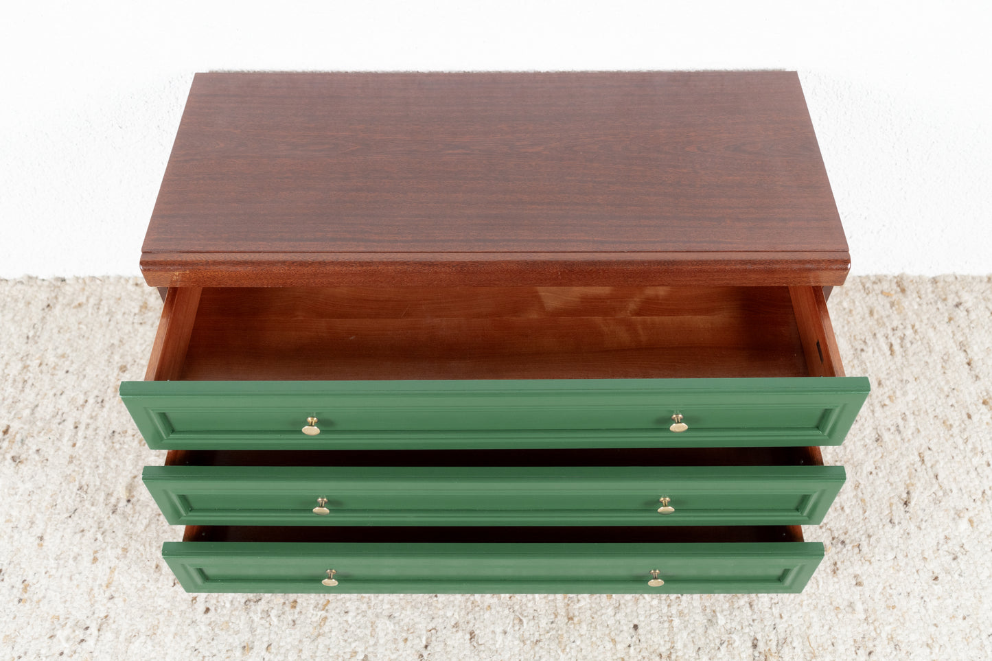 Vintage Kommode Sideboard Schubladen Holz Grün Mahagoni