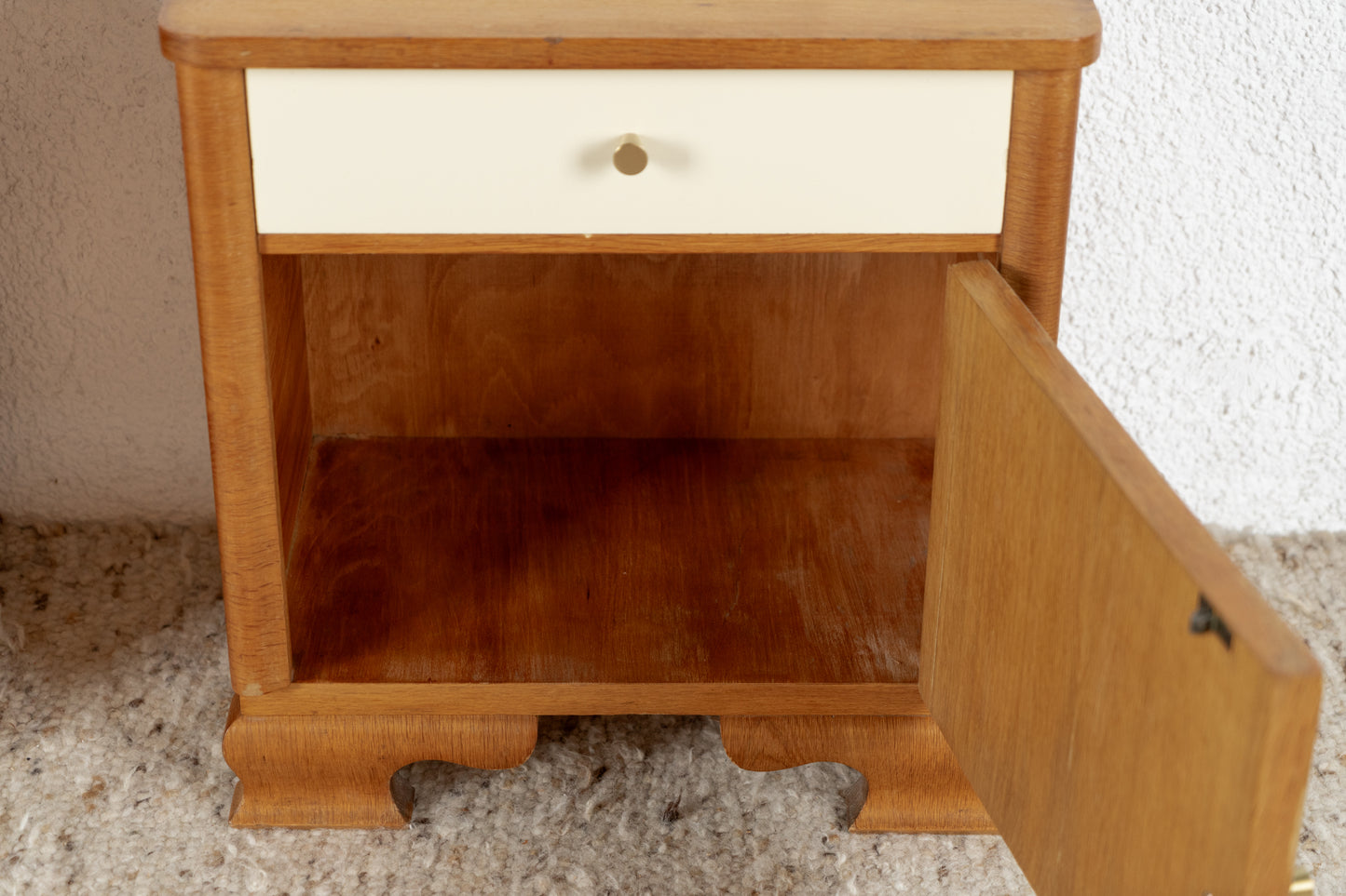 2er Set Vintage Nachttische Holz Salbei Creme Kommode Schränkchen