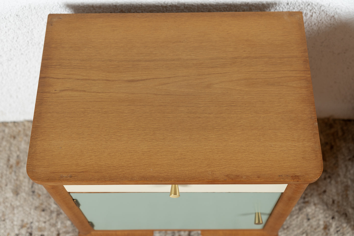 2er Set Vintage Nachttische Holz Salbei Creme Kommode Schränkchen