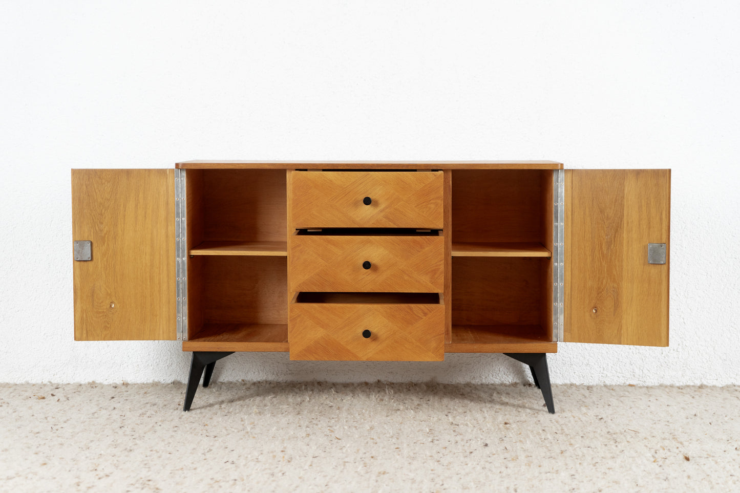 Vintage Kommode Sideboard Schubladenkommode Mid Century Holz Blau 60s