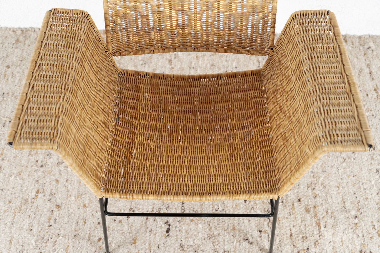 Vintage Stuhl Sessel Rattan Metall Mid Century 1960er Bürostuhl Esstischstuhl Armlehnen