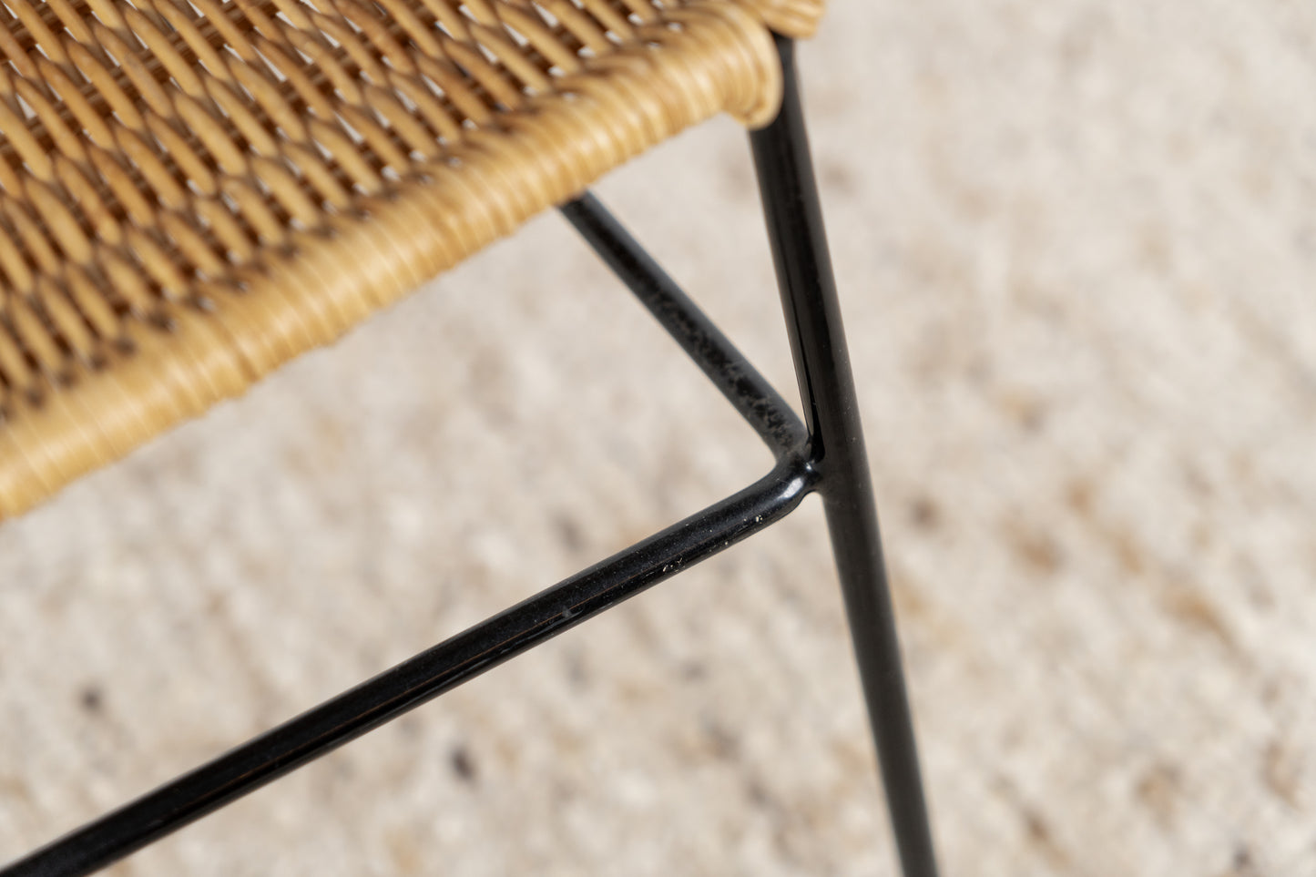 Vintage Stuhl Sessel Rattan Metall Mid Century 1960er Bürostuhl Esstischstuhl Armlehnen