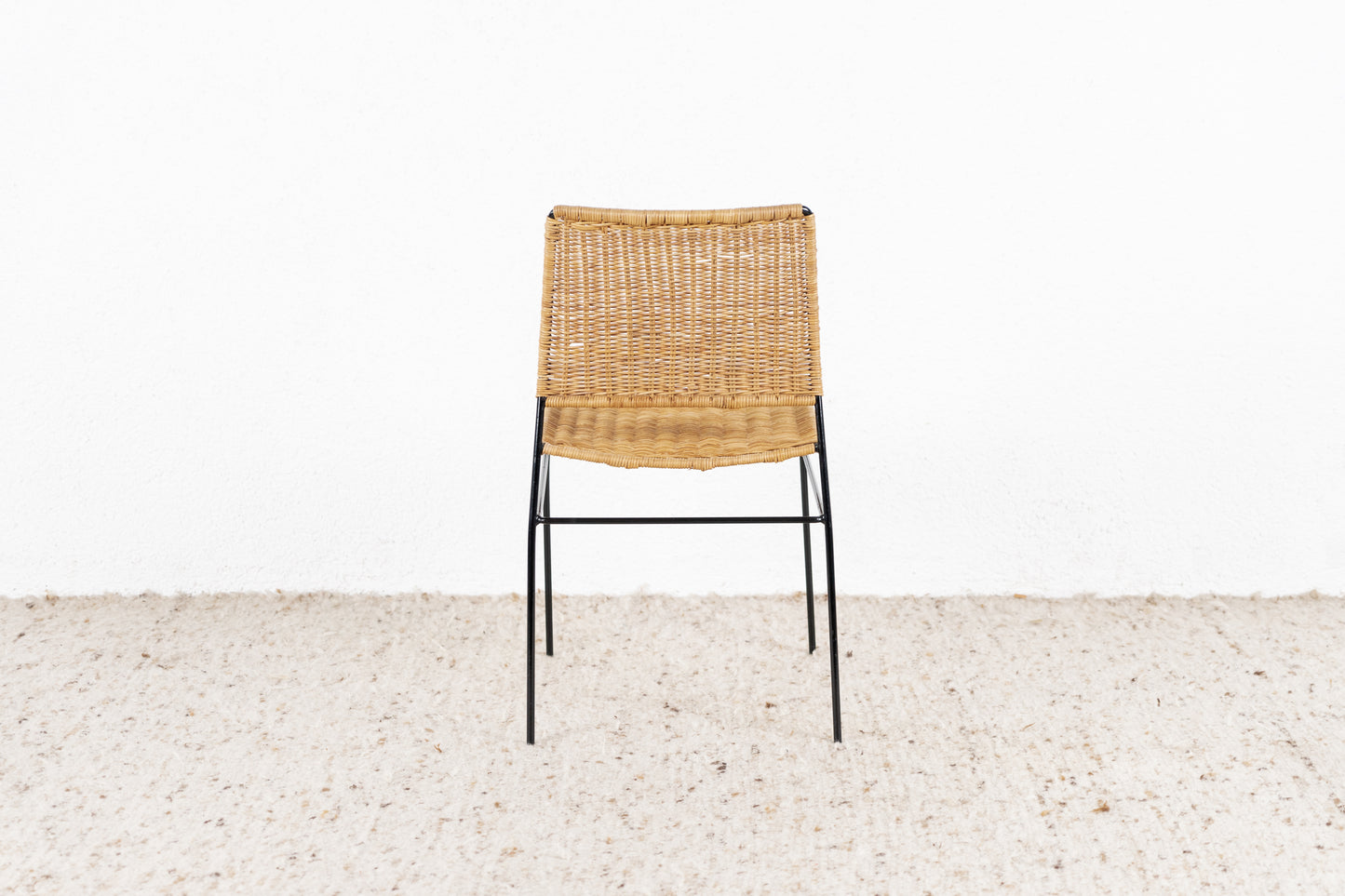 Vintage Stuhl Rattan Metall Mid Century 60s Esstischstuhl Büro Schreibtischstuhl