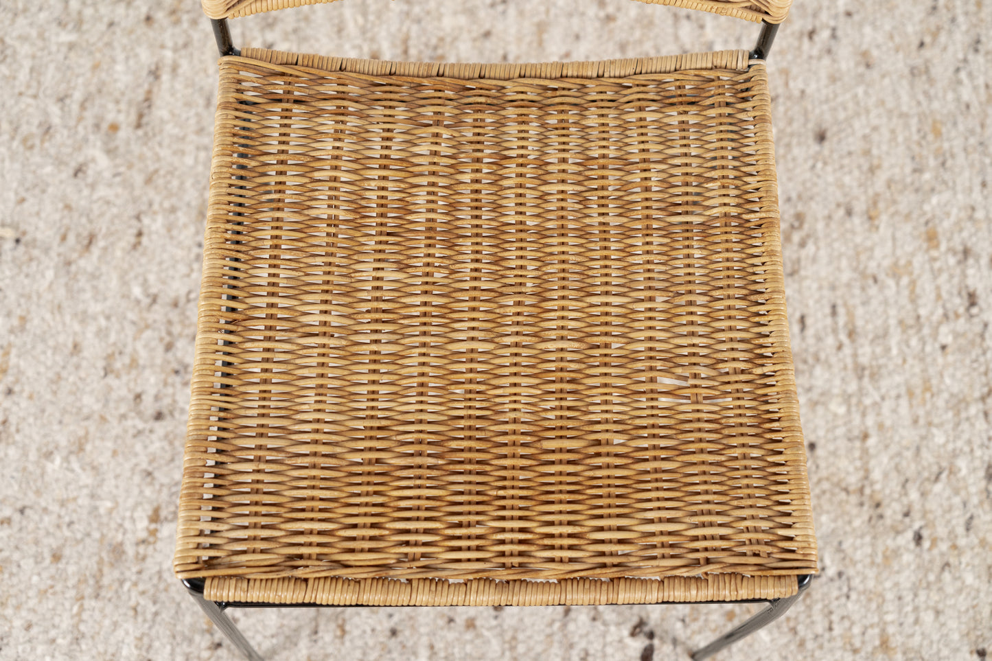 Vintage Stuhl Rattan Metall Mid Century 60s Esstischstuhl Büro Schreibtischstuhl